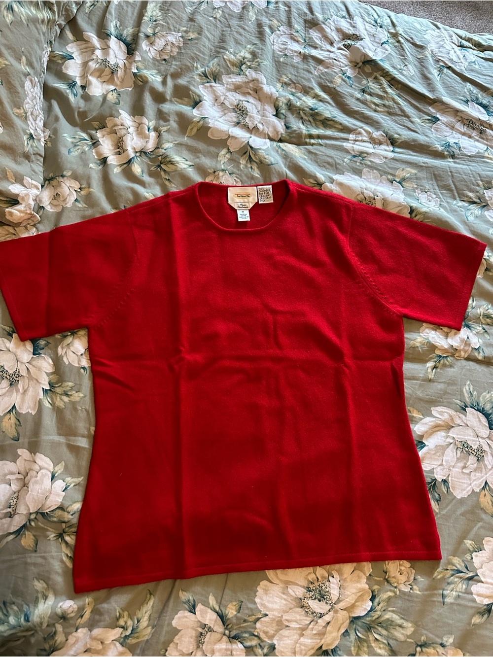 Talbots Cashmere Red Short-Sleeve Crewneck Sweater - Women's